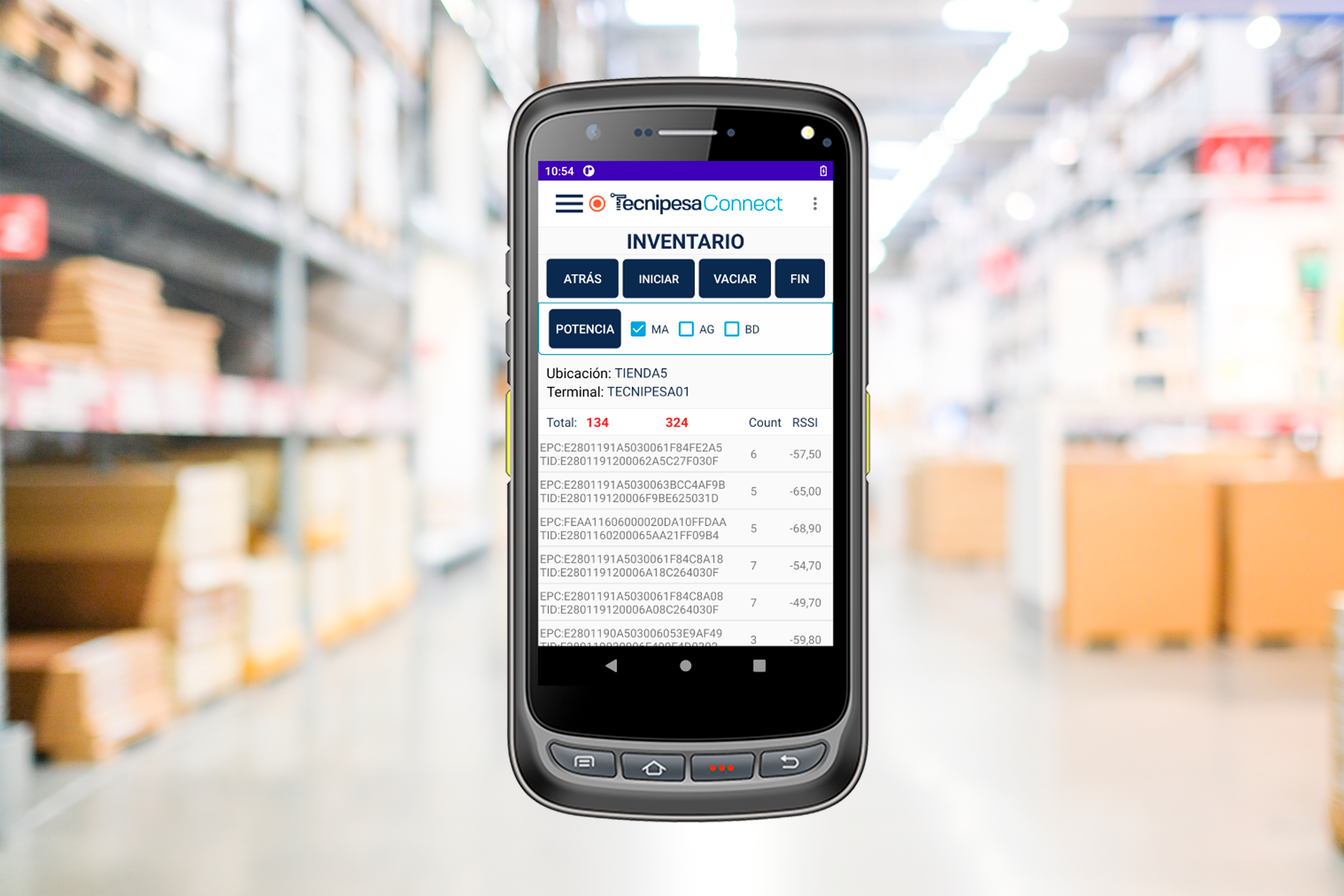 Almacén con la solución Tecnipesa RFID Connect