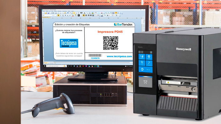 Impresora Honeywell PD45 y programa de edición de etiquetas Seagull Bartender